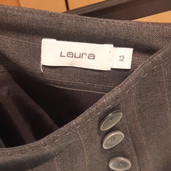 LAURA💝BLAZER➕MIDI SKIRT Gray Pinstripe SUIT💝Blazer Sz 10 Skirt Sz 12 - Picture 9 of 11